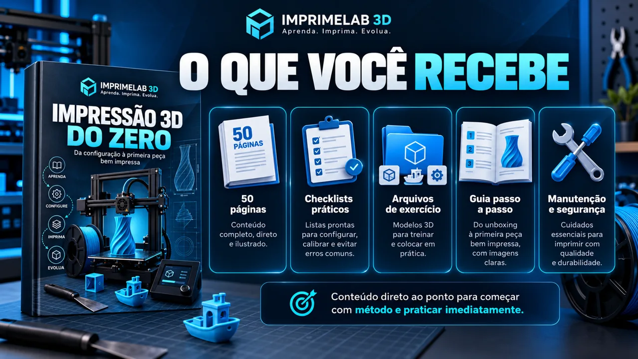 Apresentação do ebook de 50 páginas, checklists e arquivos de exercício.